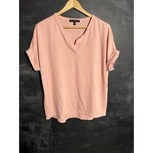 Banana Republic Shirt Womens Medium Pink Split V Neck Short Sleeve Jersey Top